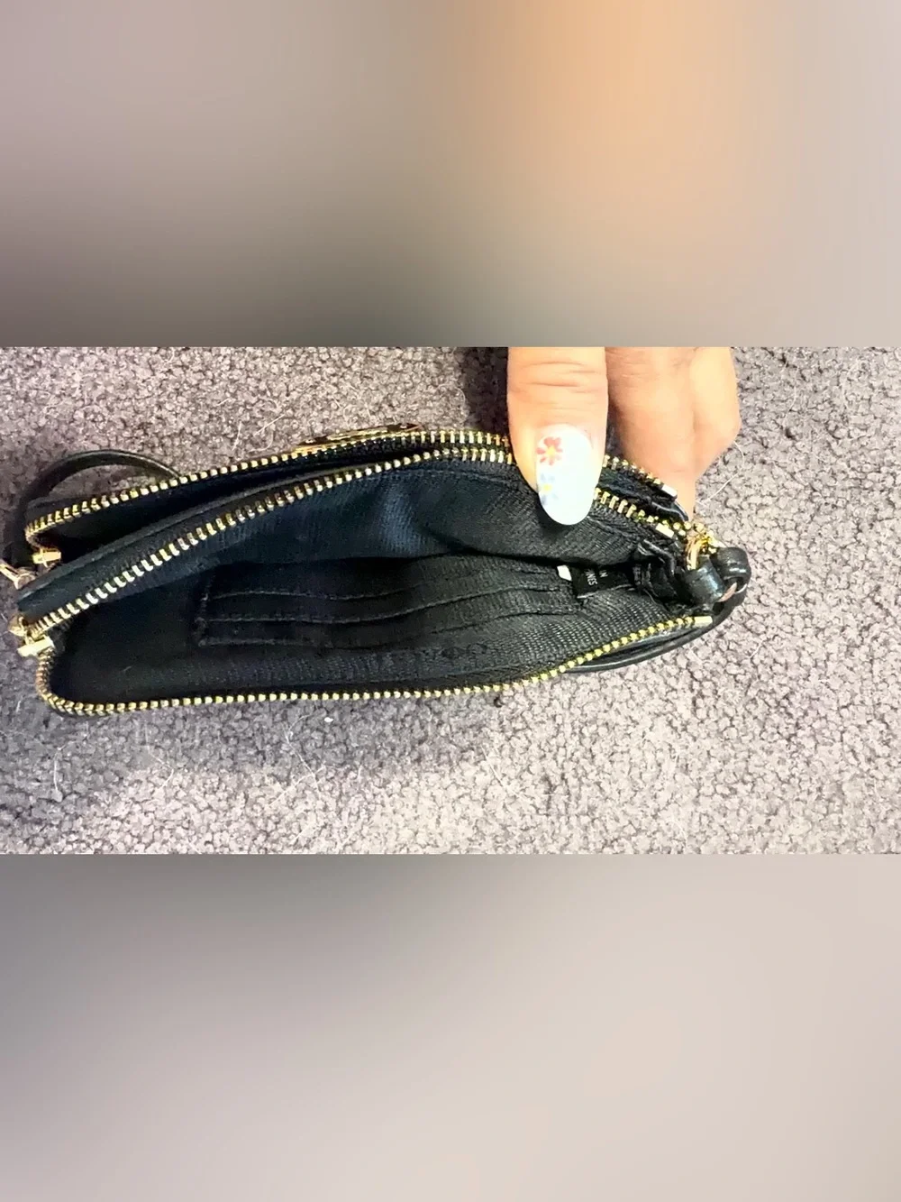 Coach Navy and Cream Signature Zip Wristlet